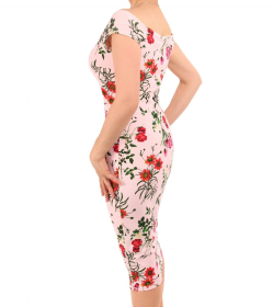Pastel Pink Floral Bardot Dress