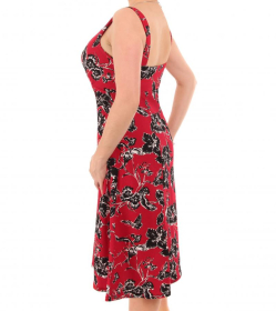 Red Floral Textured Strappy Dress