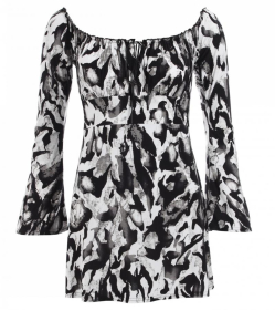 Black and White off the Shoulder Bell Sleeve Top