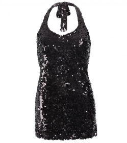 Black Sequin Halter Neck Top
