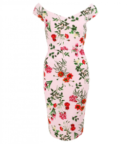 Pastel Pink Floral Bardot Dress