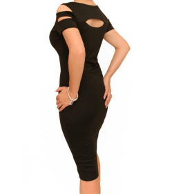 Black Slashed Front Dress