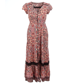 Paisley Print Button Through Maxi Dress