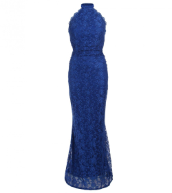 Royal Blue Lace Choker Maxi Dress - Tall