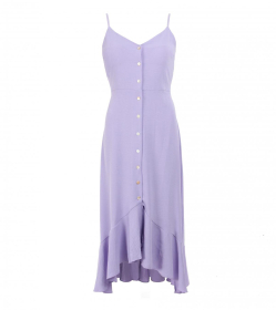 Lilac Button Through Dip Hem Dress