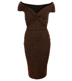 Bronze Sparkle Bardot Dress