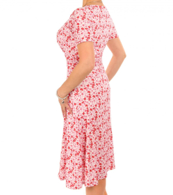 Red and Pink Floral Fit and Flare Dress