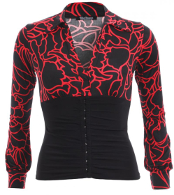 Red Squiggle Print Corset Top
