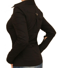 Black Zip Up Fitted Stretchy Shirt