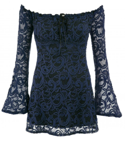 Navy Blue Crochet Lace off the Shoulder Top