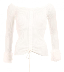 Ivory Faux Fur off the Shoulder Jumper