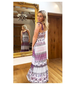 Paisley Print Mesh Maxi Dress