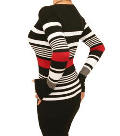Black Striped Scoop Neck Jumper