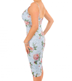 Powder Blue Floral Lace Strappy Dress