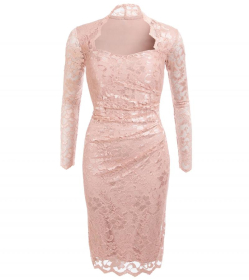 Oyster Pink Sweetheart Lace Dress