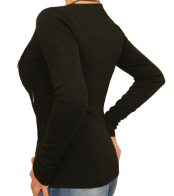 Black Biker Style Zip Up Cardigan