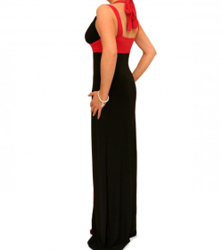 Green and Black Long Evening Dress