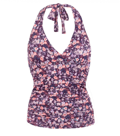 Purple Ditsy Print Halter Neck Top