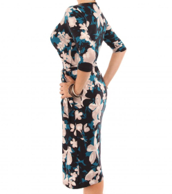 Teal Floral Print Wrap Dress
