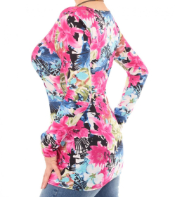 Floral Scoop Neck Stretchy Top