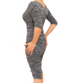 Marl Ruched V Neck Dress