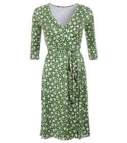 Green Floral Print Wrap Dress