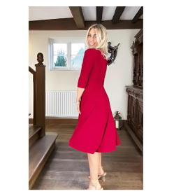 Red Fit & Flare Tie Detail Dress