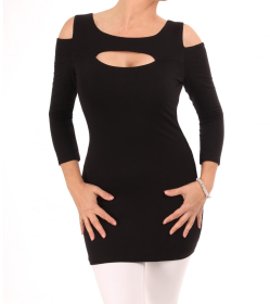 Black Cut Out Tunic Top