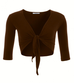 Brown Three Quarter Sleeve Shrug