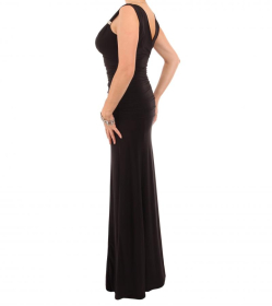 Black Crystal Diamante Maxi Dress