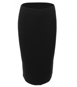 Black Textured Waffle Pencil Skirt