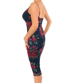 Navy Blue Floral Lace Strappy Dress