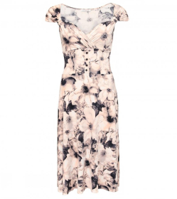 Pink Floral Sweetheart Neckline Dress