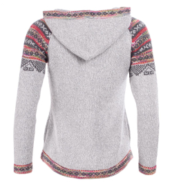 Light Grey Fair Isle Hooded V Neck Jumper
