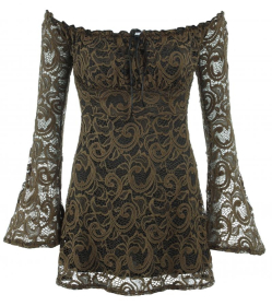 Khaki Crochet Lace off the Shoulder Top