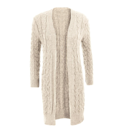 Stone Cable Knit Long Cardigan