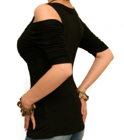 Red Cold Shoulder Long Top