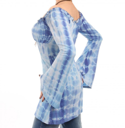 Blue Tie Dye Gypsy Style Bell Sleeve Top