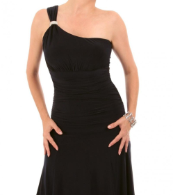 Black Crystal Diamante One Shoulder Cocktail Dress