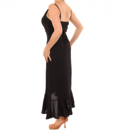 Black Button Through Dip Hem Dress