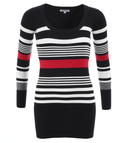 Black Striped Scoop Neck Jumper