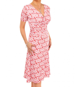 Red and Pink Floral Fit and Flare Dress