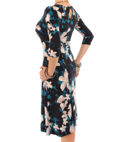 Teal Floral A Line Dress