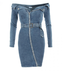 Denim Off the Shoulder Mini Dress