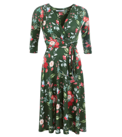 Green Floral and Bullfinch Dress