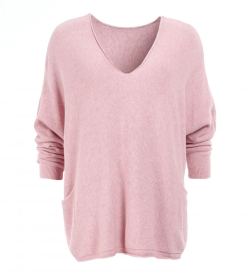 Pink Oversized V Neck Jumper