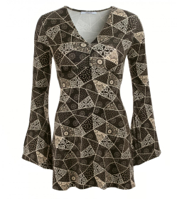 Geometric Print Bell Sleeve Tunic Top