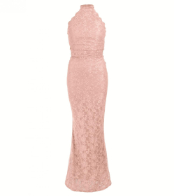 Dusky Pink Lace Choker Maxi Dress - Tall