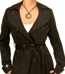 Black Three Quarter Length Mac Coat