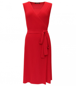 Red Sleeveless Wrap Dress